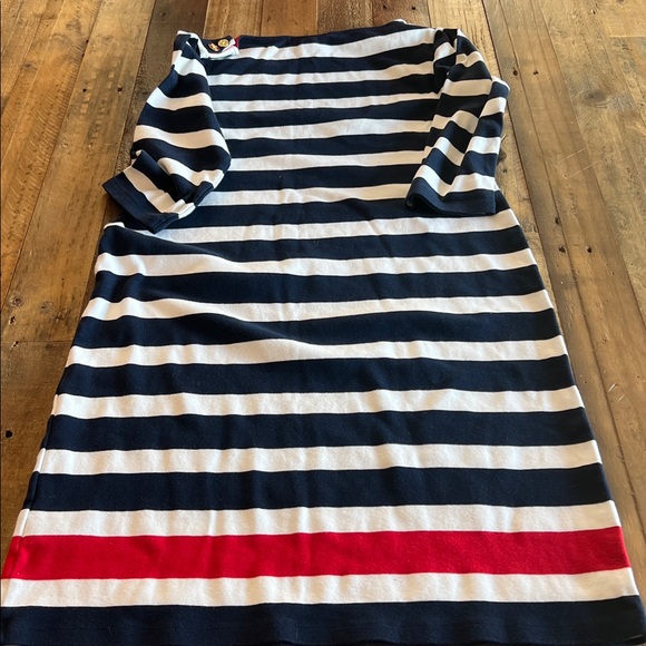 Ralph Lauren Nautical Dress EUC Gold Buttons 3/4 Sleeve Navy White and Red large - Picture 7 of 7